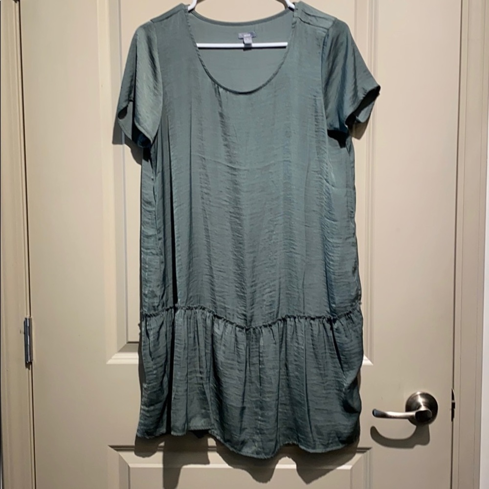Aerie olive silk dress